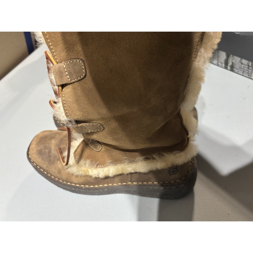 WOMENS BORN BROWN LEATHER SHEARLING FUR LINED BOOTS SZ 9 NIB